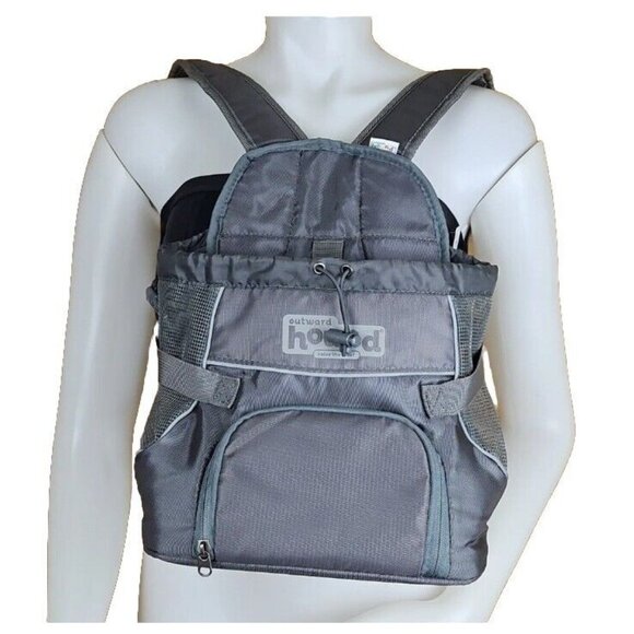 Outward Hound Dog Backpack Ripstop Pet Carrier Bag Padded Small Gray Cargo Pkts - Picture 1 of 12
